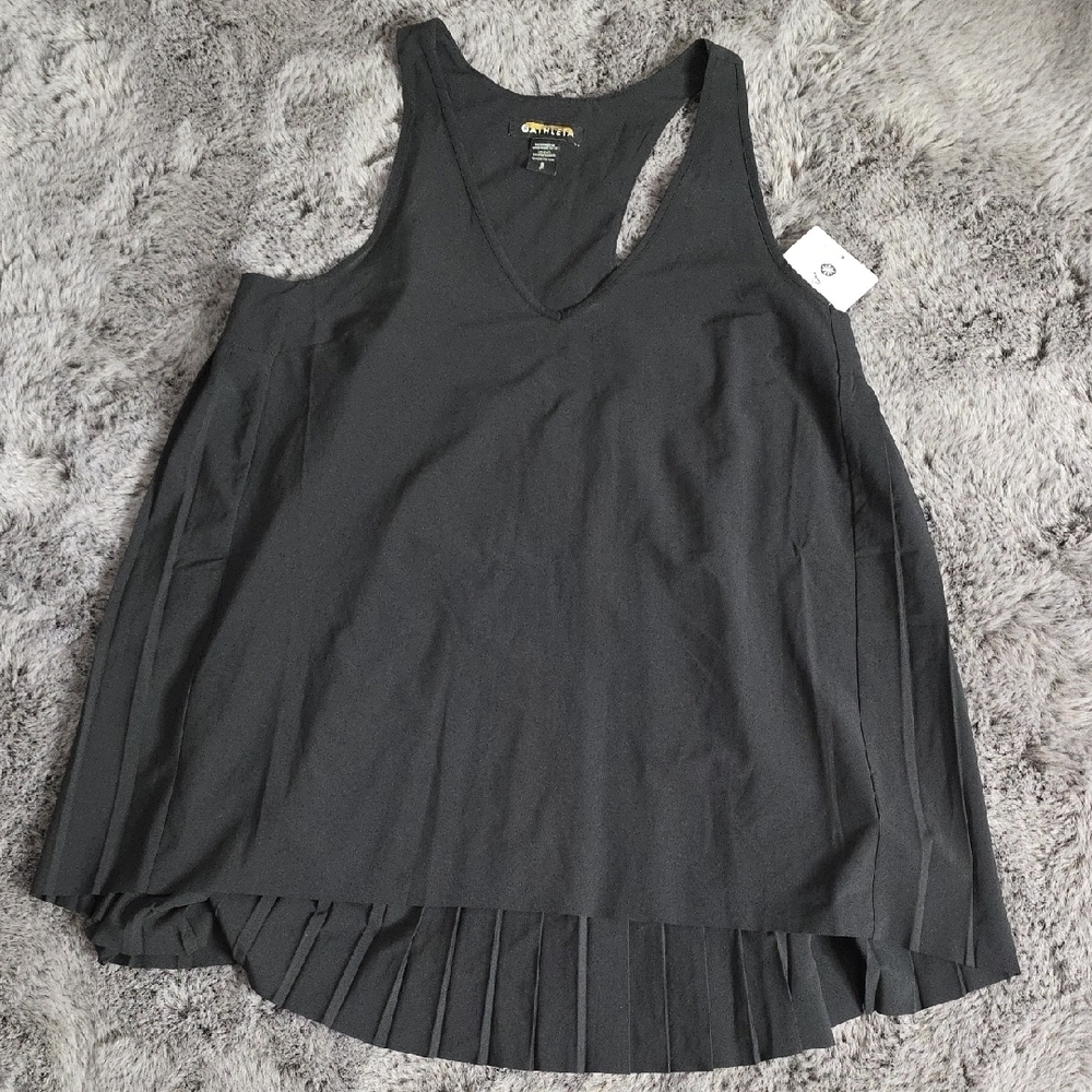 Athleta Black Pleated Soft Lightweight Swing Foward Tank Size Small